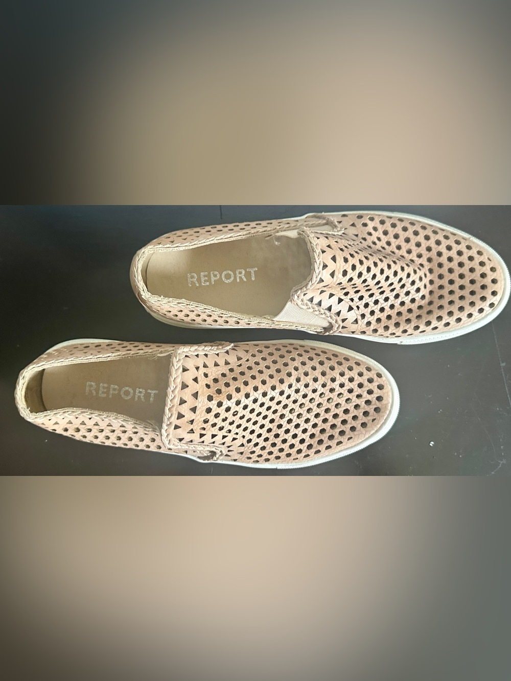 REPORT Blush Pink Perforated Slip-On Loafers